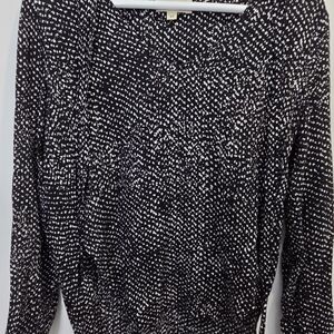 cloth & stone Black and White Printed Long Sleeve Blouse Xs
